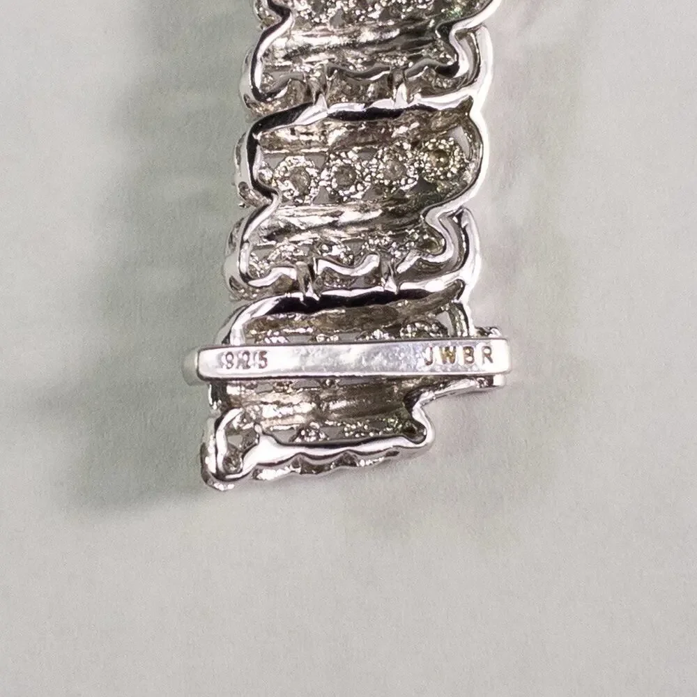 JWBR Renaissance 925 Sterling Silver and Diamond Tennis Bracelet 7.25 " w/Box - Picture 8 of 10
